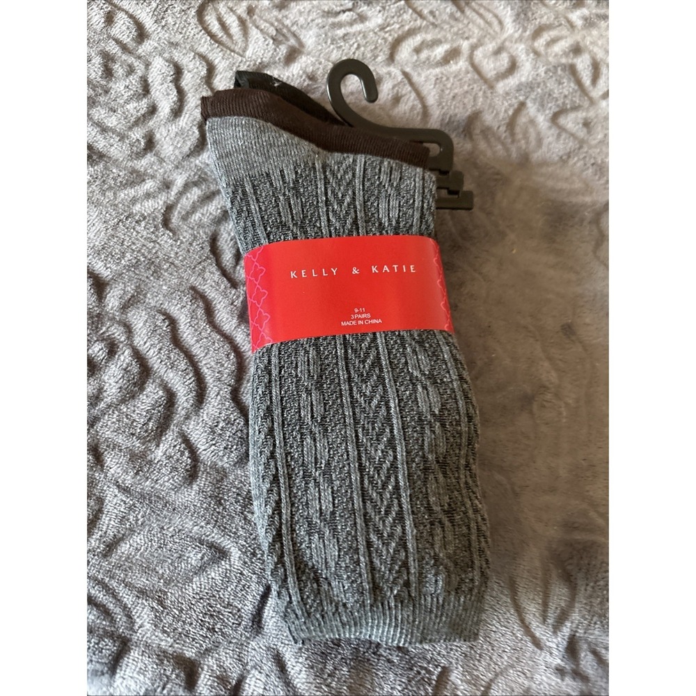 Kelly & Katie Socks Charcoal, Brown, Back. Sz 9-11